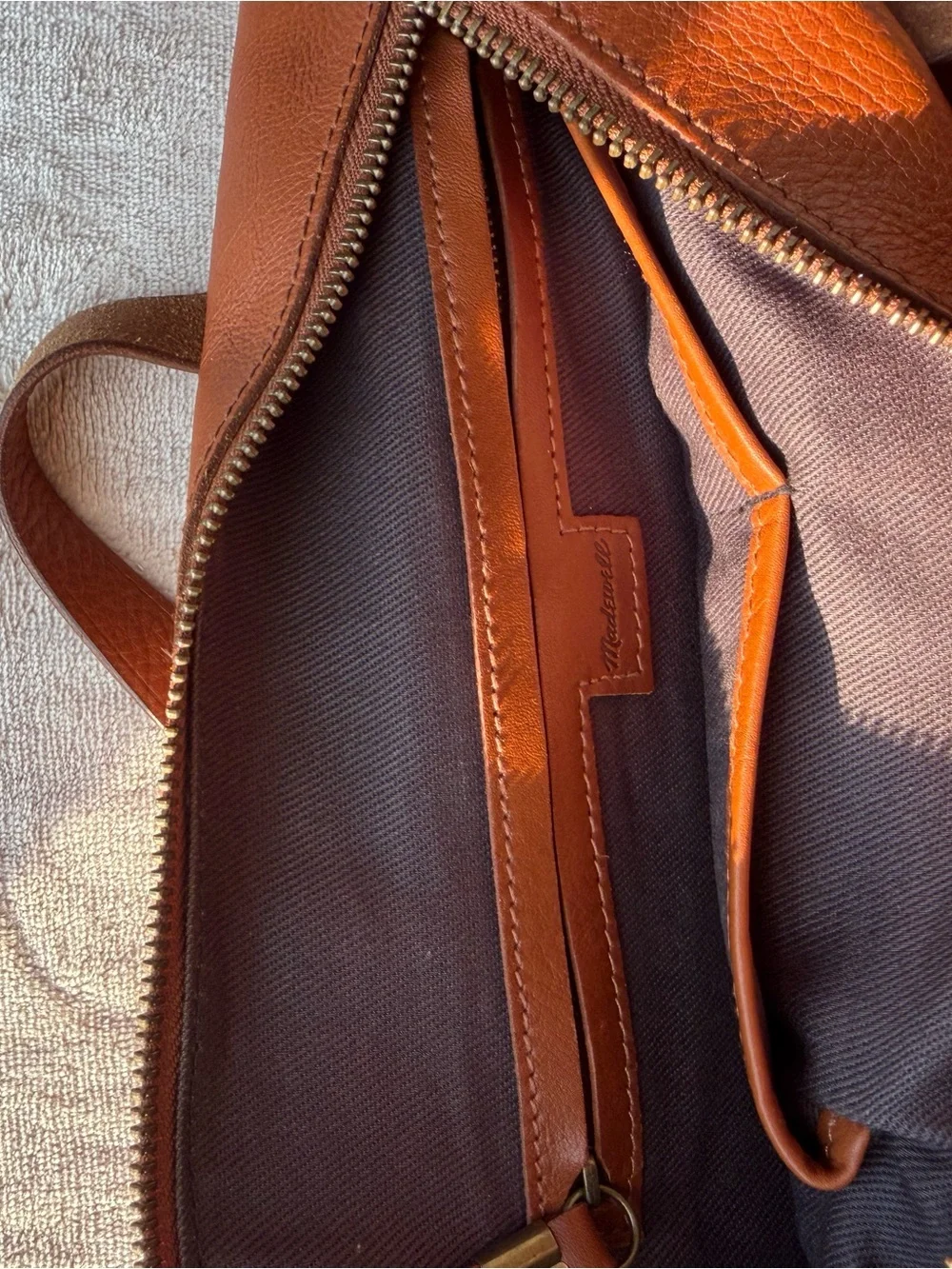 Madewell The Transport Satchel English Saddle Pebbled Leather Crossbody Bag